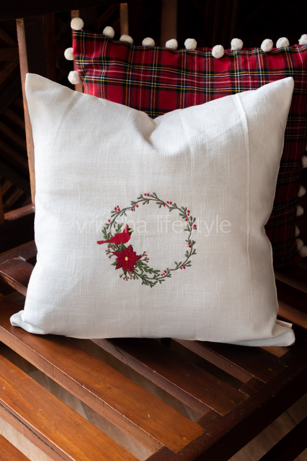 Cotton cushion cover with embroidery -Single unit- 16x16 inches( Customisable)