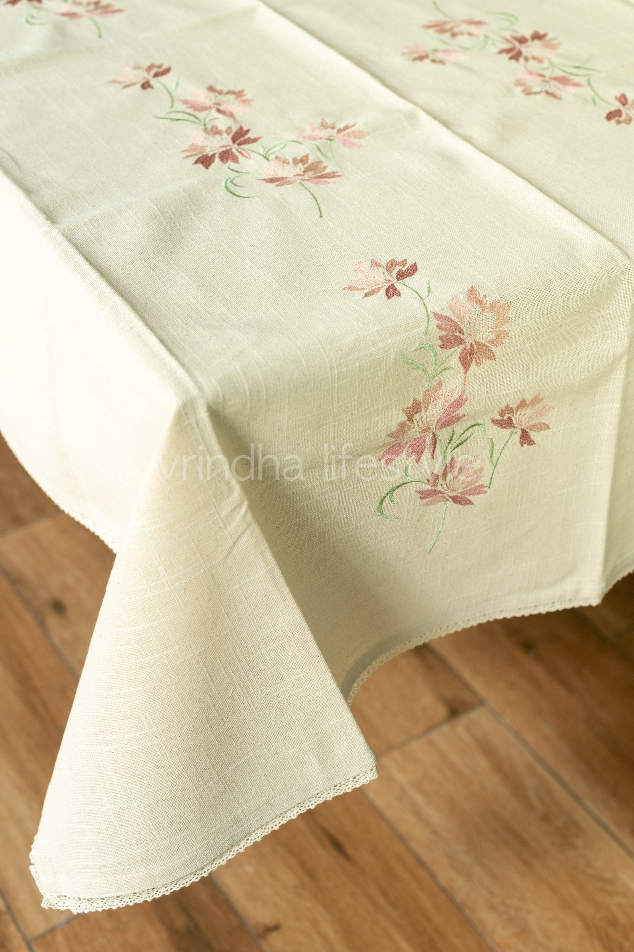 COTTON TABLE CLOTH with embroidery and lace detailing -customisable