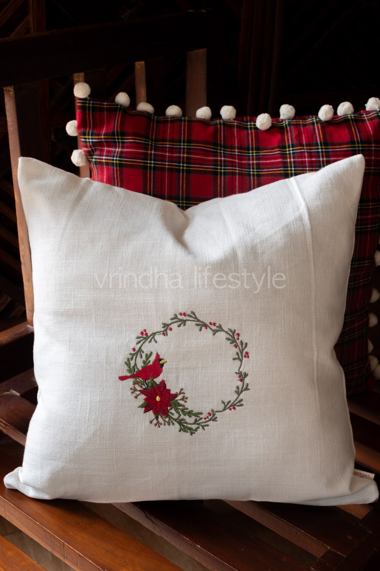 Cotton cushion cover with embroidery -Single unit- 16x16 inches( Customisable)