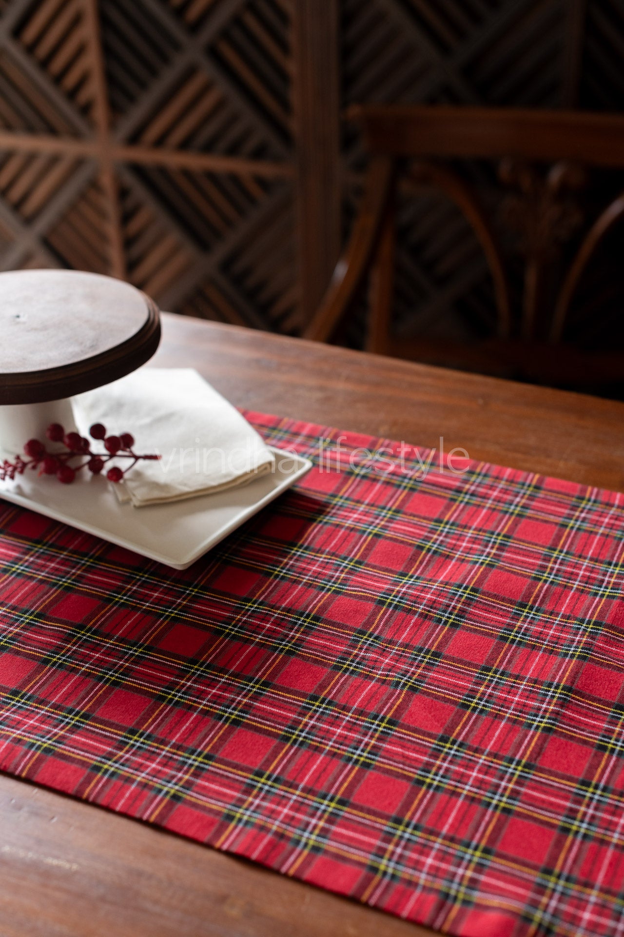 TABLE RUNNER-woven cotton with pompom-16x60 inches-4 seater-customisable