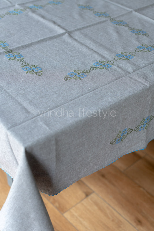 COTTON TABLE CLOTH with cross stitch embroidery -Square -coffee table cover-customisable