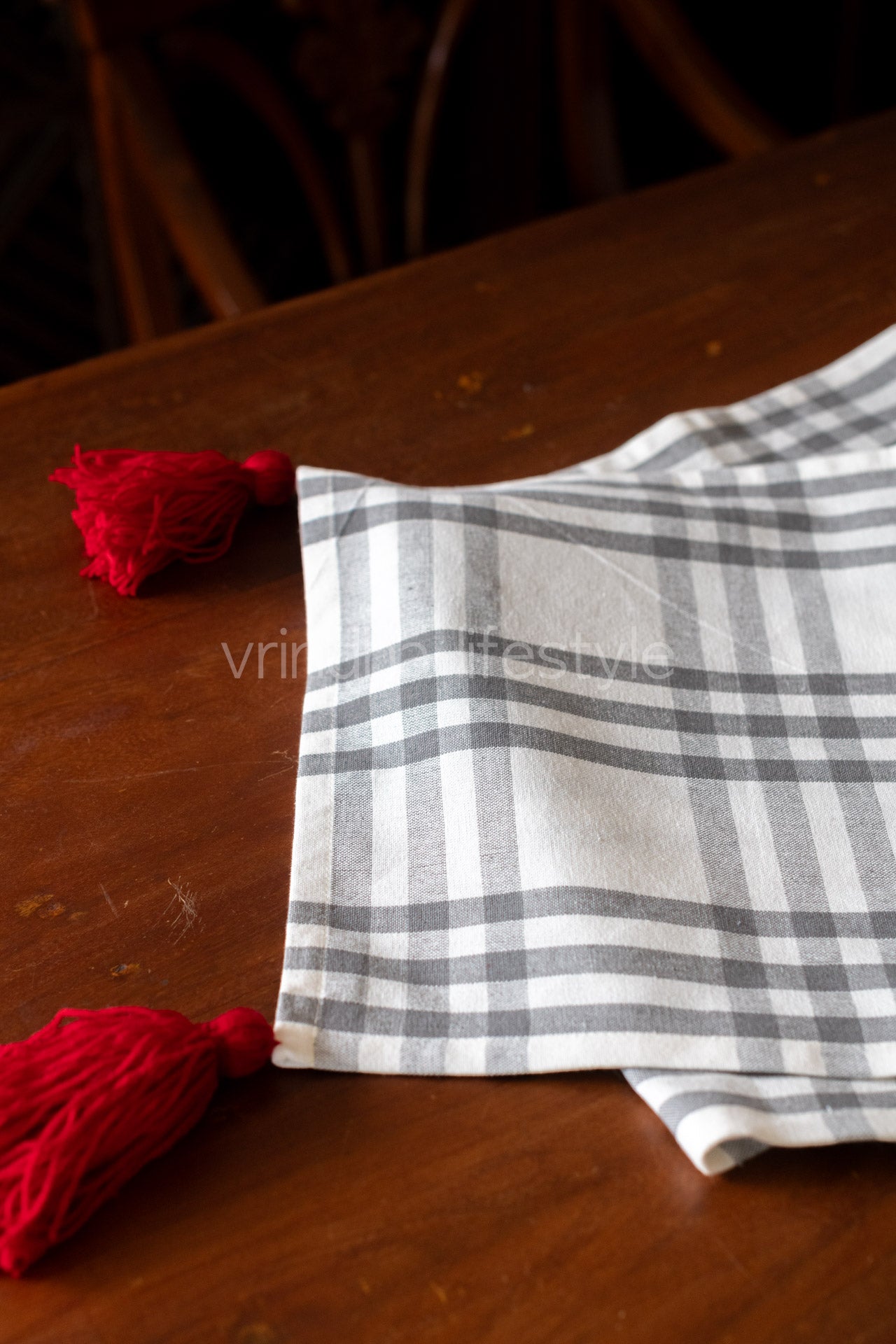 TABLE RUNNER-woven cotton with tassels-13x82 inches-6 seater