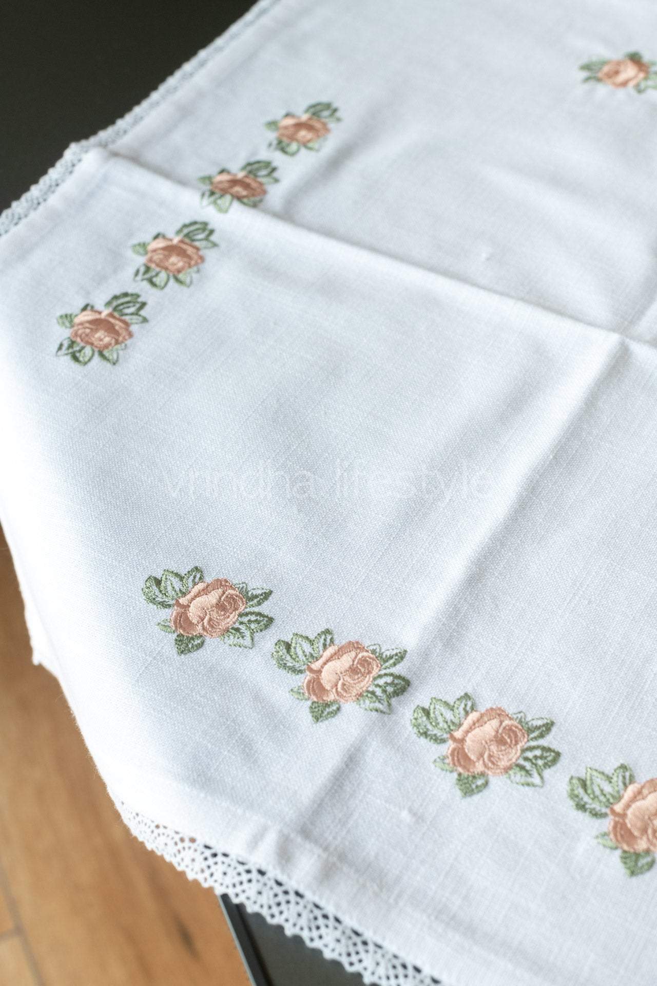 COTTON TABLE CLOTH with embroidery -Square -coffee table cover-customisable