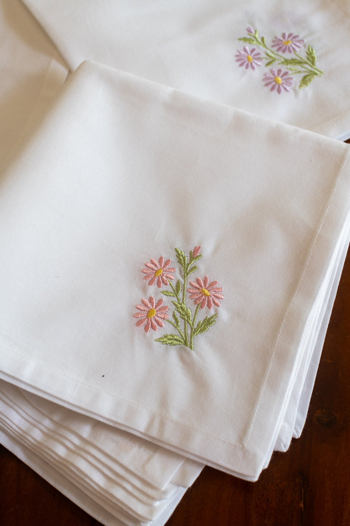 COTTON TABLE NAPKINS with embroidery -Set of 2