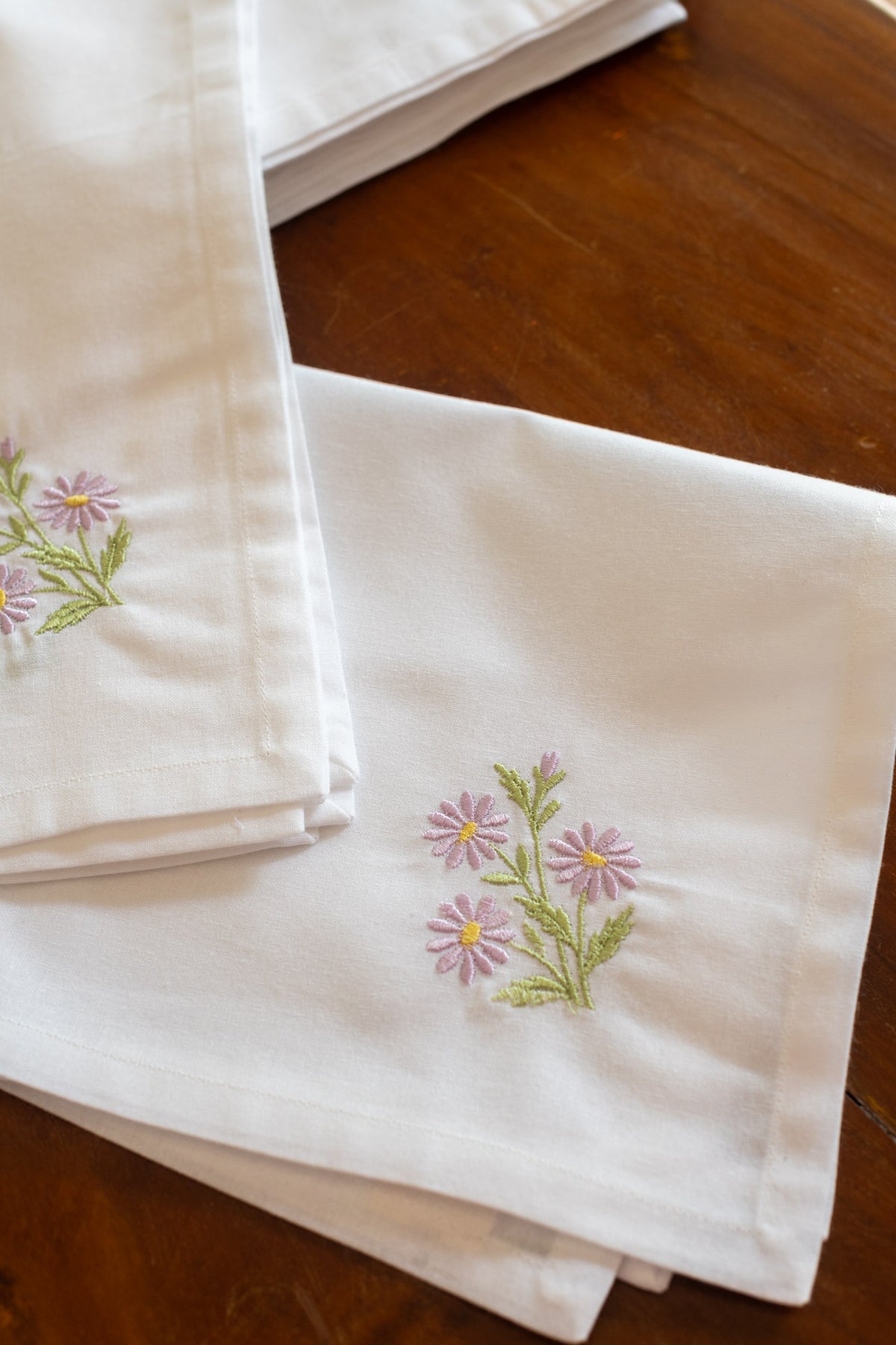 COTTON TABLE NAPKINS with embroidery -Set of 2