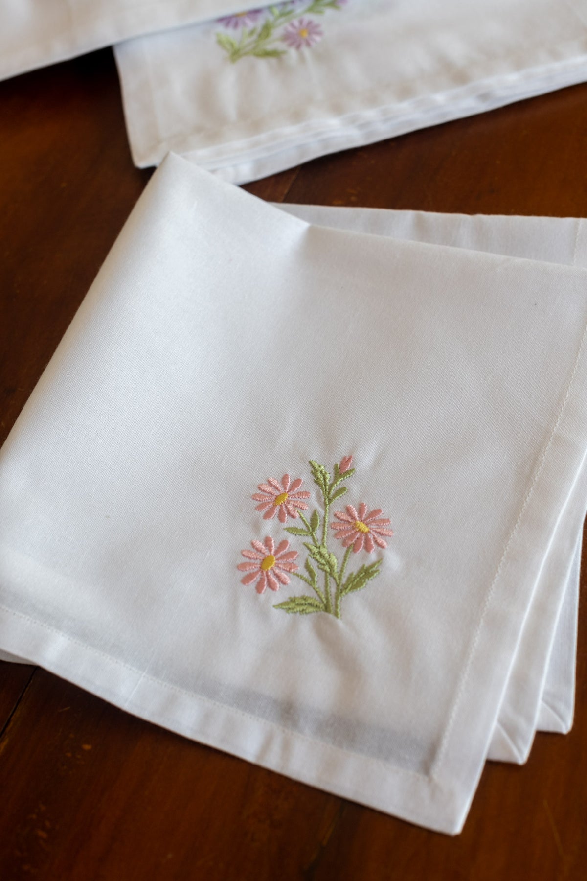 COTTON TABLE NAPKINS with embroidery -Set of 2