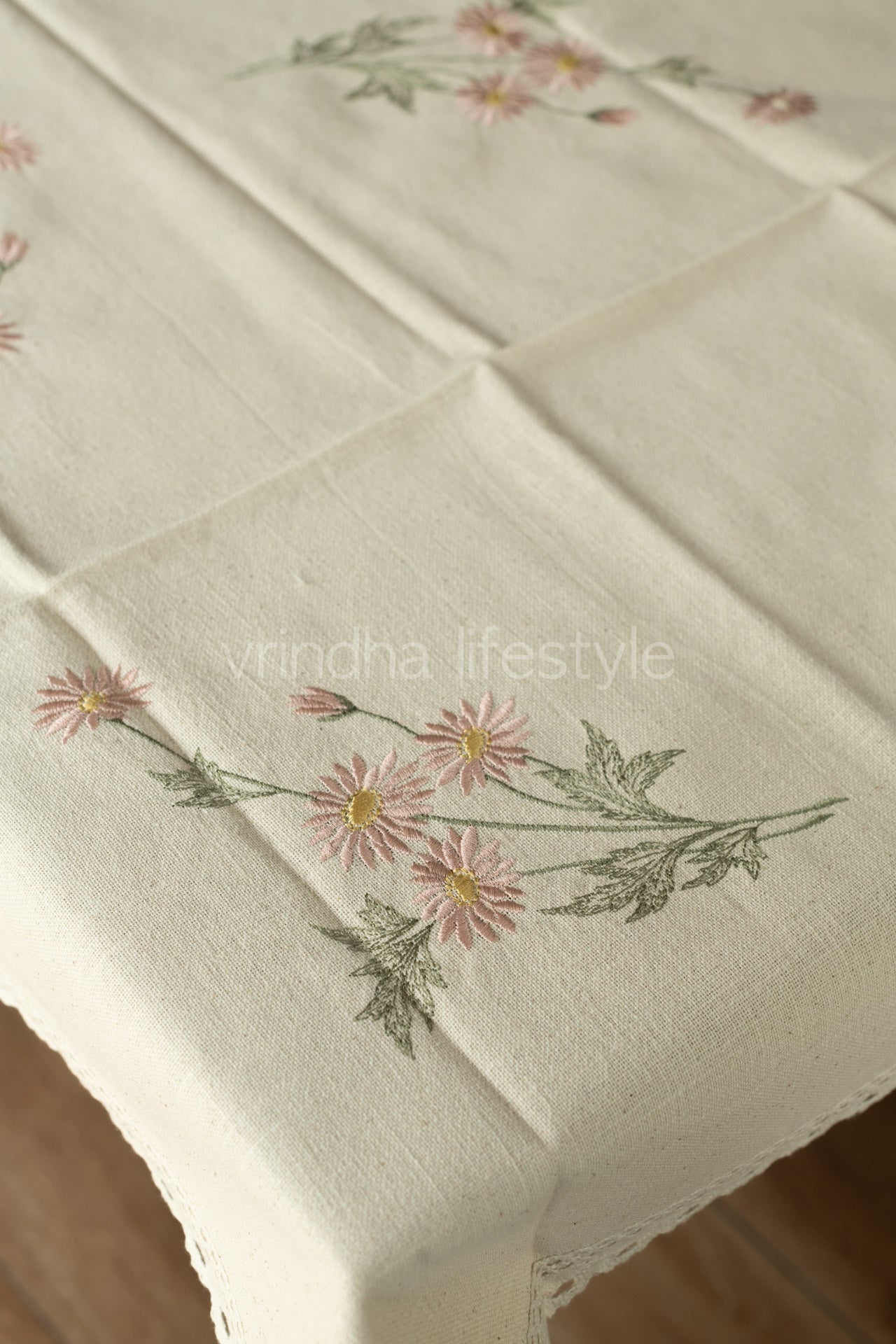 COTTON TABLE CLOTH with  embroidery -Square -coffee table cover-customisable