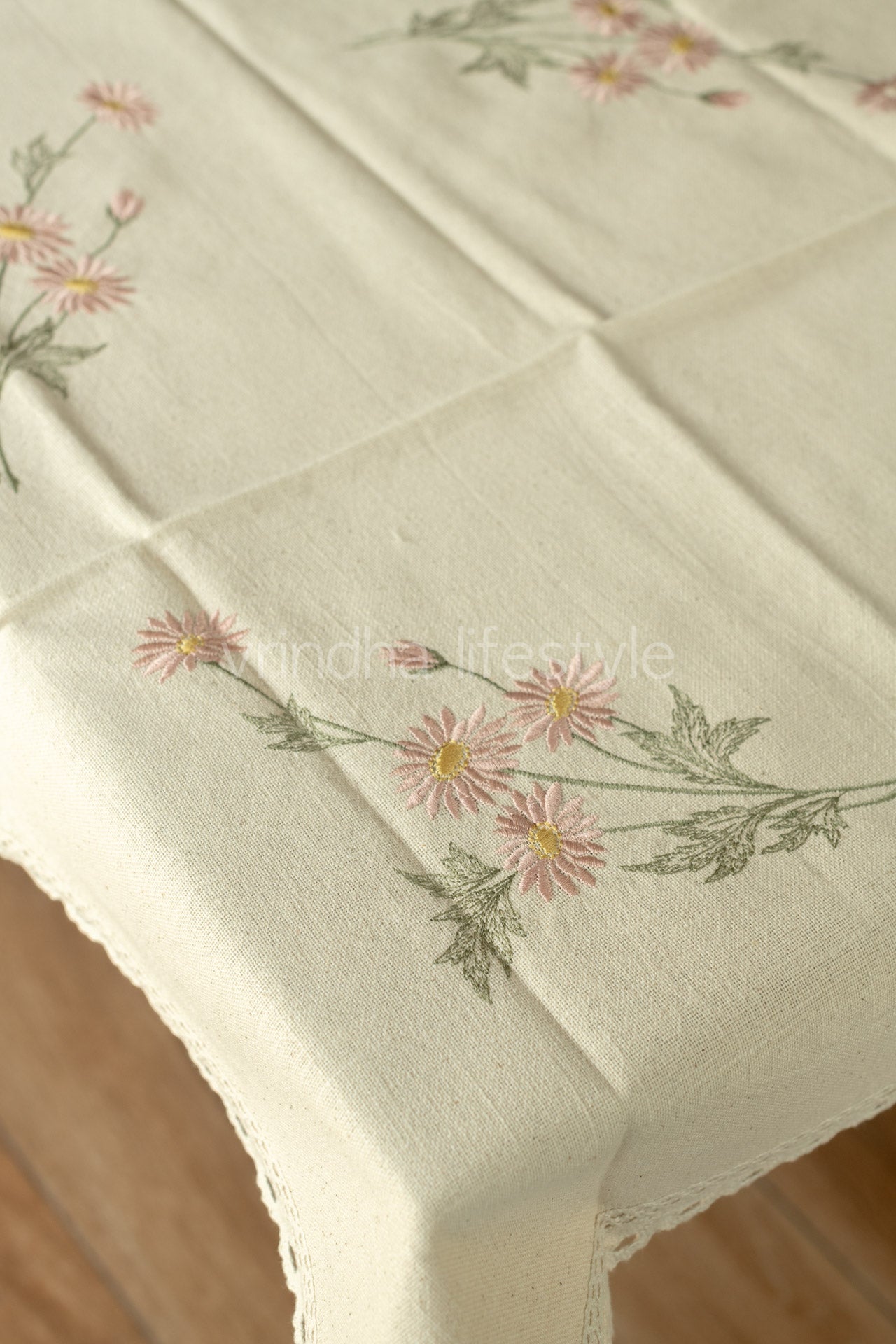 COTTON TABLE CLOTH with  embroidery -Square -coffee table cover-customisable