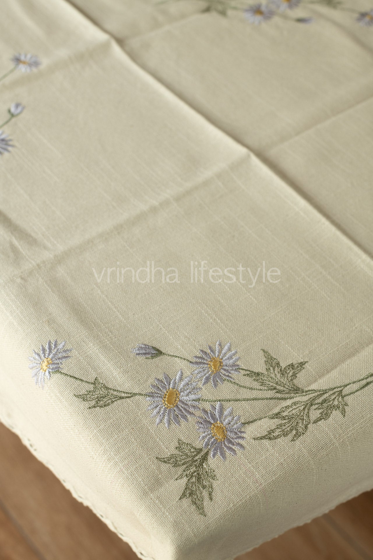 COTTON TABLE CLOTH with embroidery -Square -coffee table cover-customisable