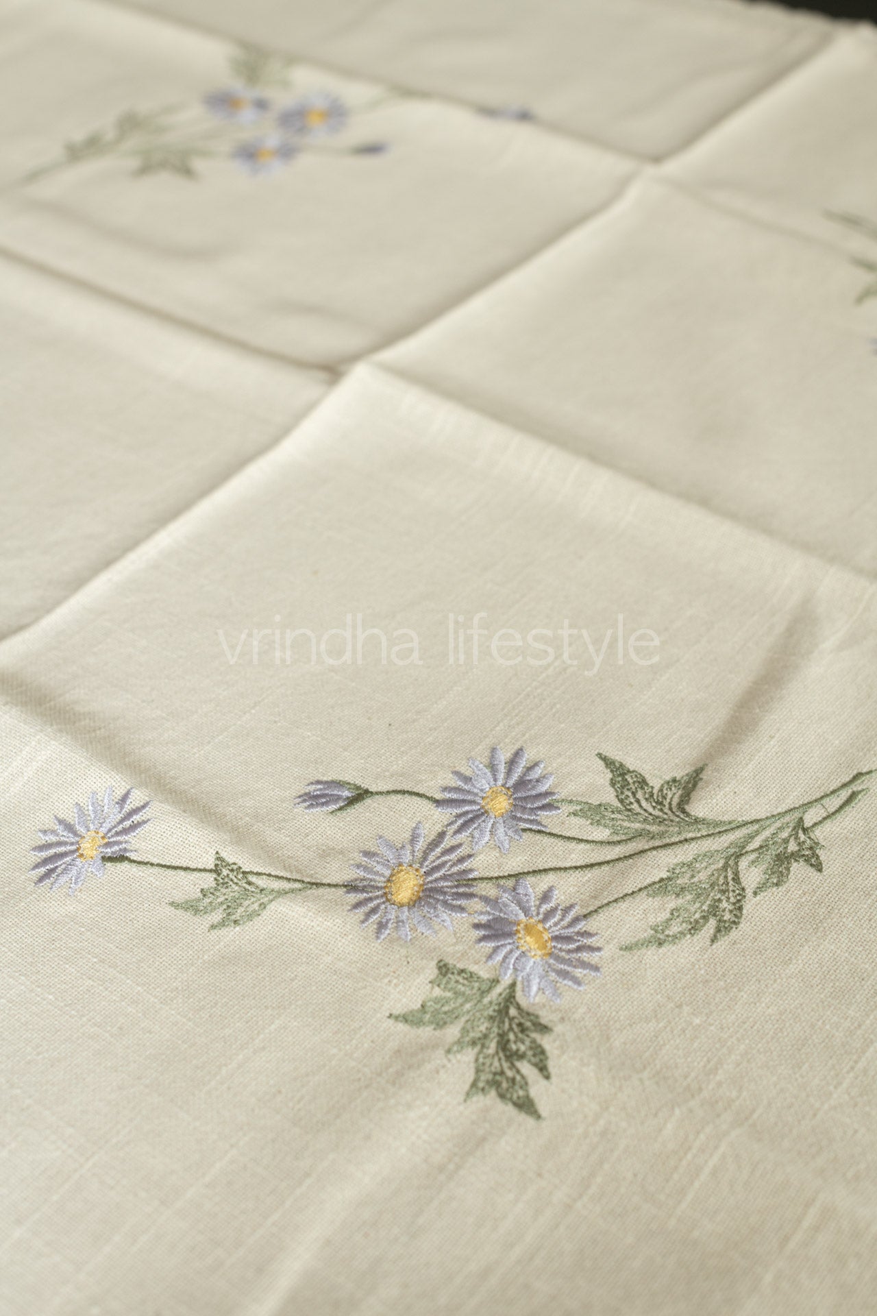 COTTON TABLE CLOTH with embroidery -Square -coffee table cover-customisable