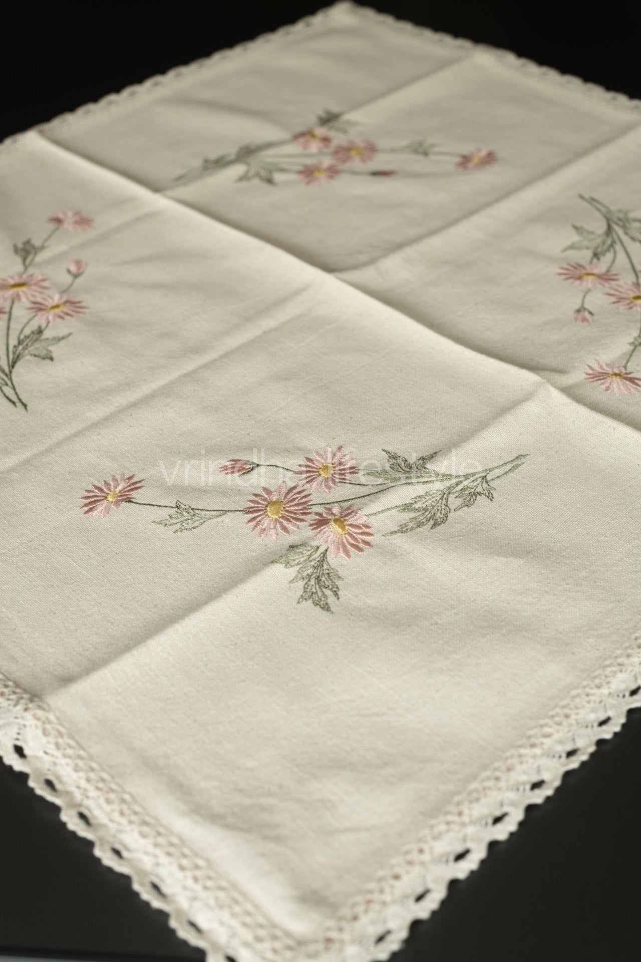 COTTON TABLE CLOTH with  embroidery -Square -coffee table cover-customisable