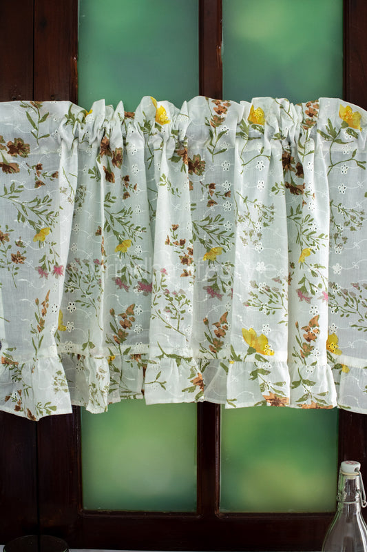 KITCHEN VALANCE-printed cotton Hakoba with frill( customisable )