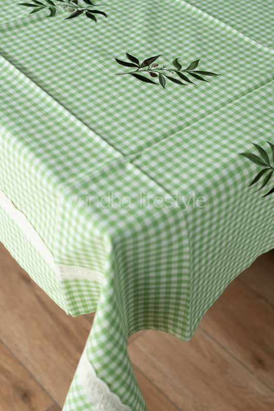 Cotton table clothwith embroidery and lace detailing -2/ 4 seater-customisable