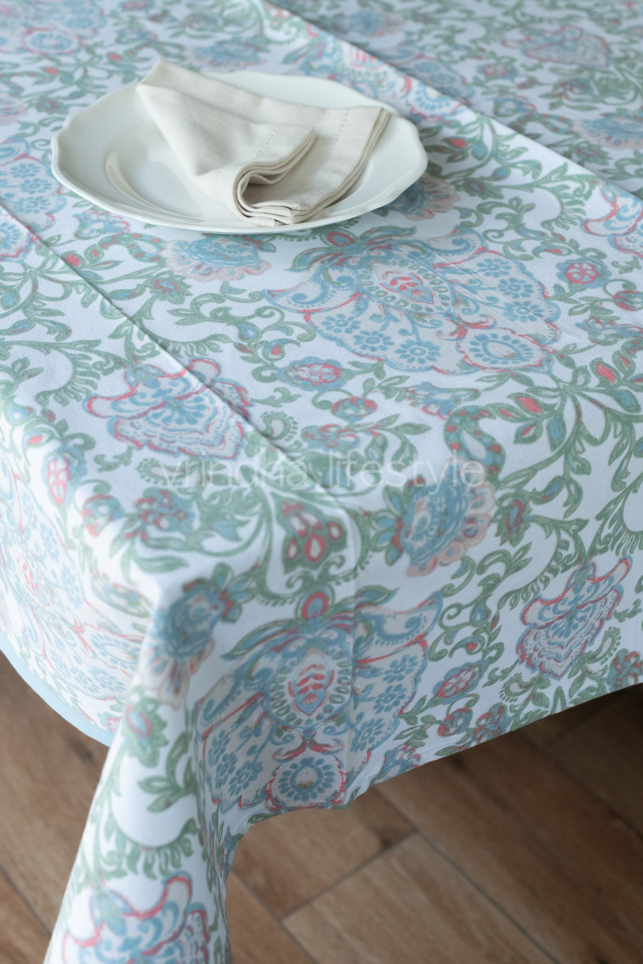 Handloom Cotton printed table cover-6/8  seater