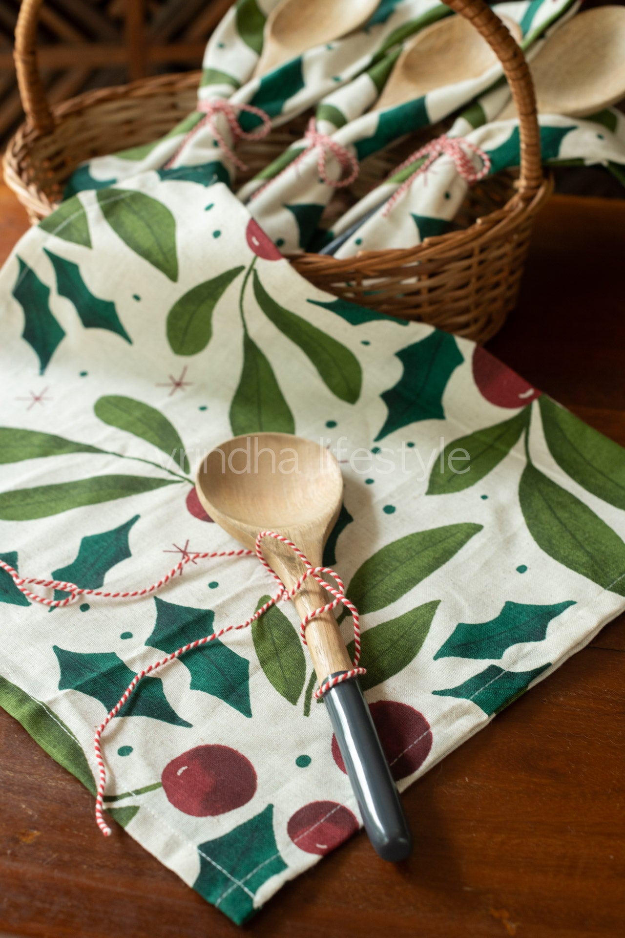 Kitchen towel with wooden ladle-2 piece-Gift set