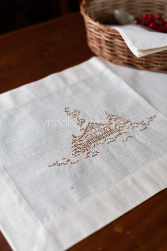 Cotton table runner with embroidery- 14x58 inches-customisable