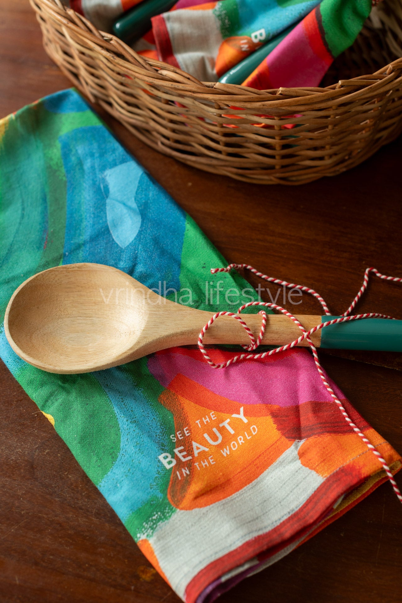 Kitchen towel with wooden ladle-2 piece-Gift set