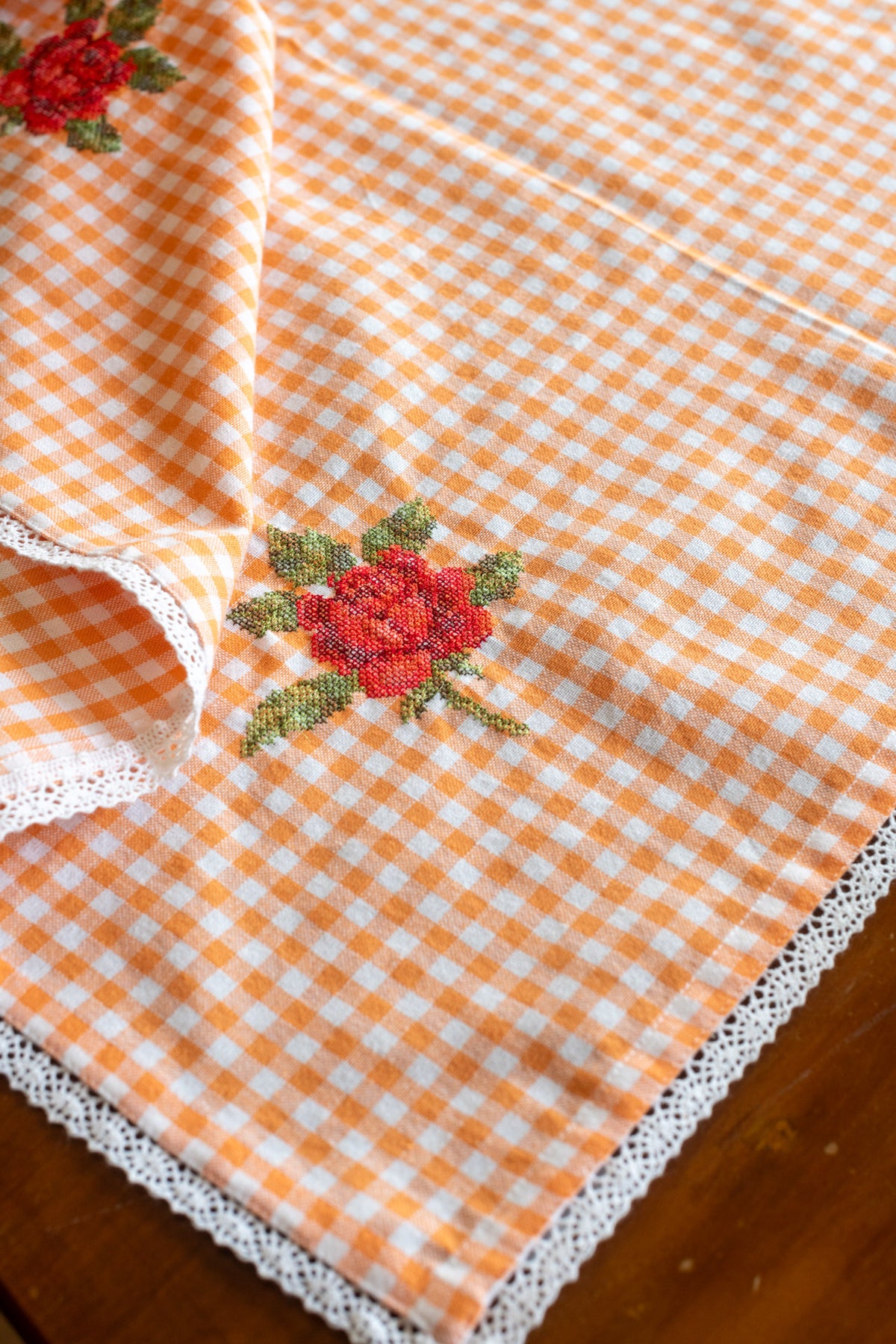 COTTON TABLE CLOTH with embroidery -Square -coffee table cover-28 inches-customisable