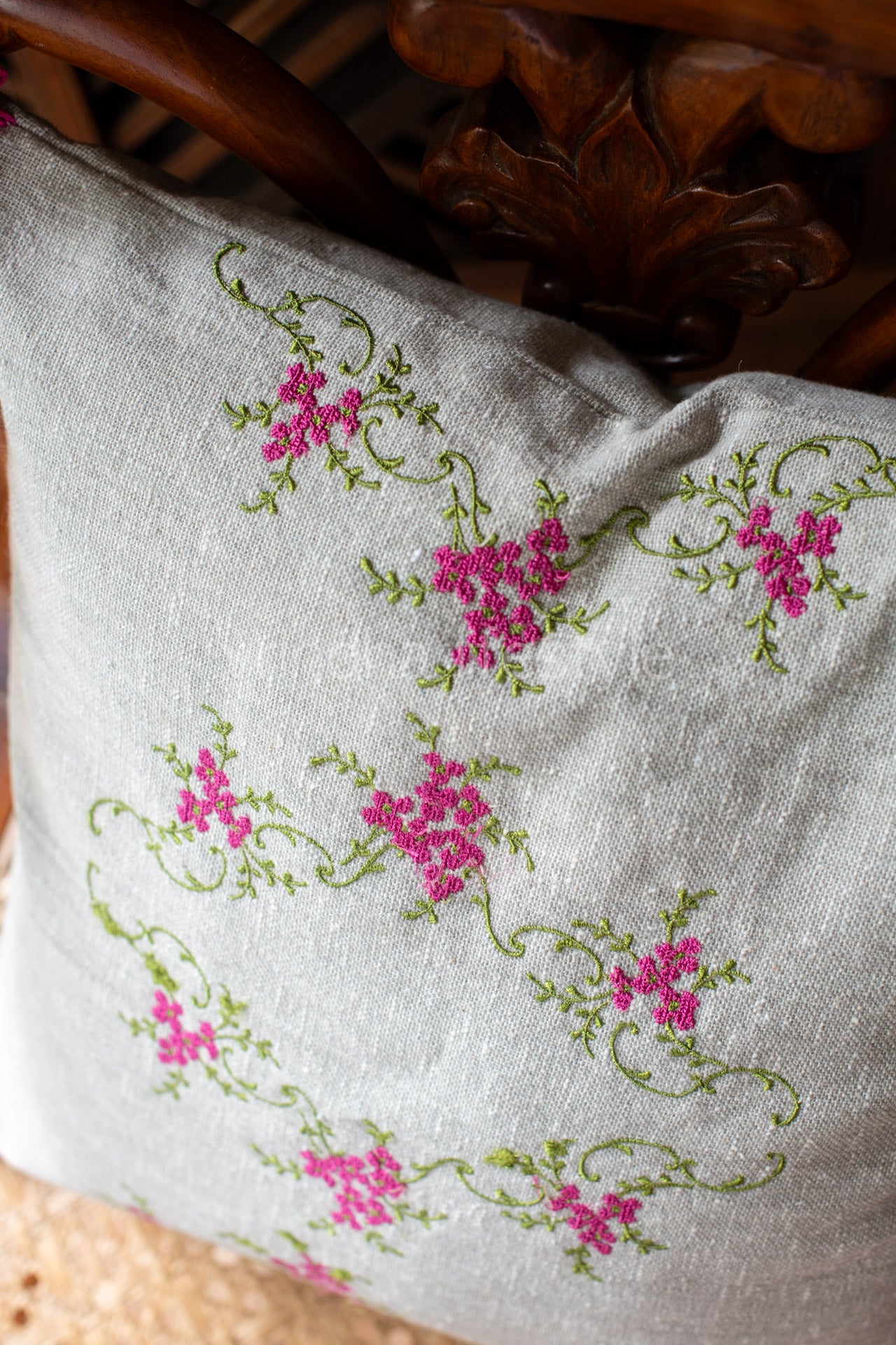 Cotton cushion cover with cross stitch embroidery -Single unit- 16x16 inches( Customisable) )