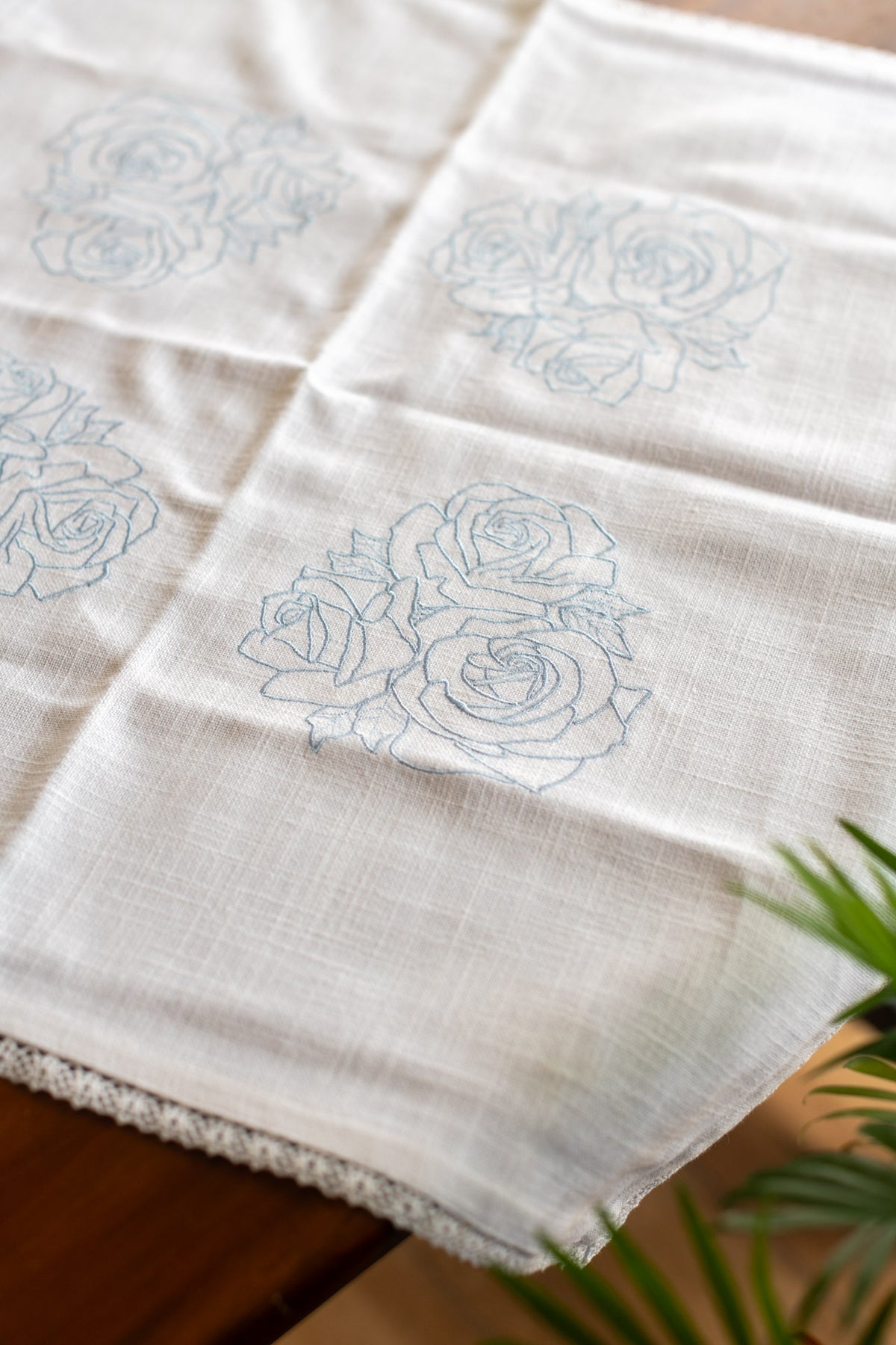 COTTON TABLE CLOTH with embroidery 24 inches-Coffee table