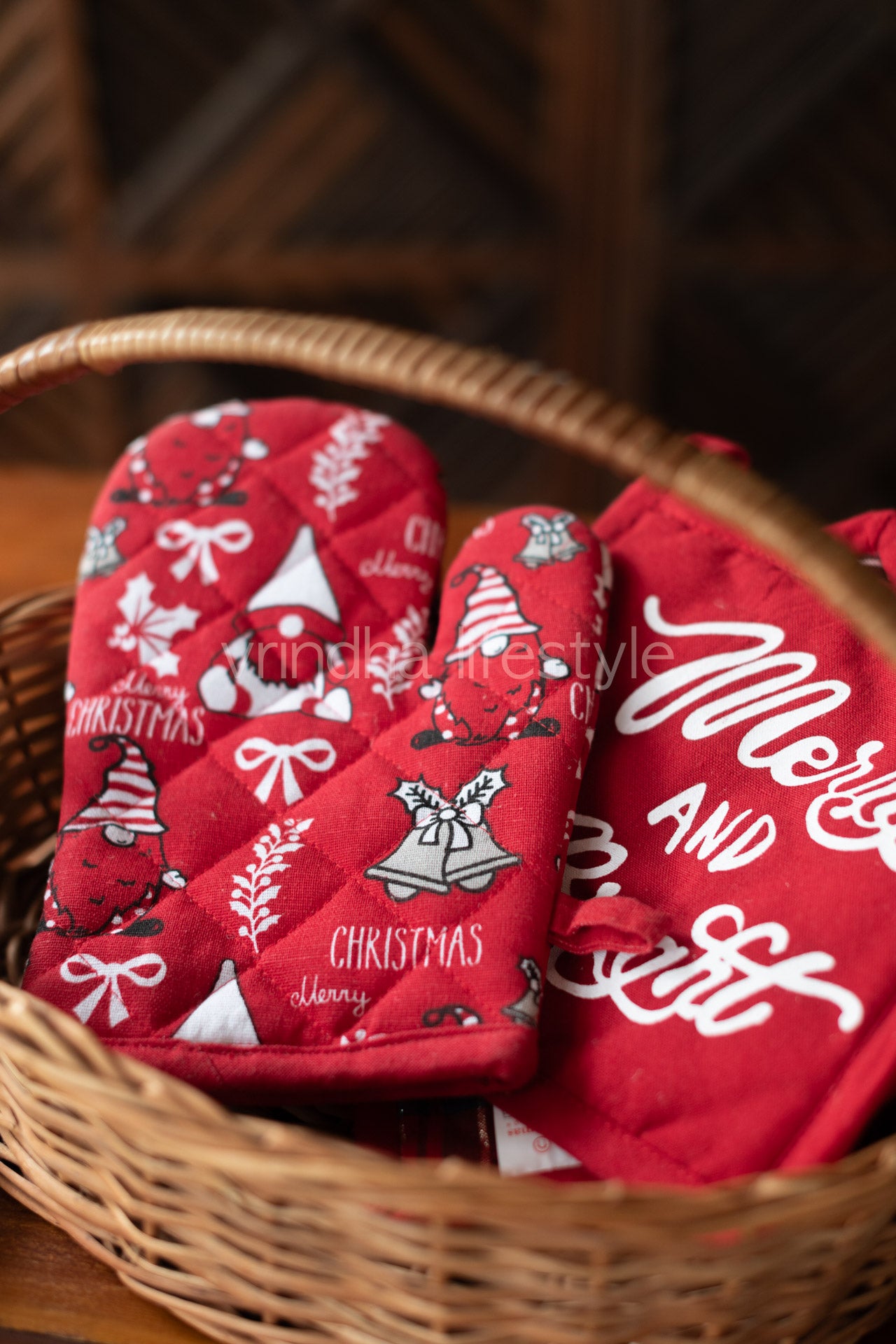 Oven gloves with pot holder-2 piece-gift set