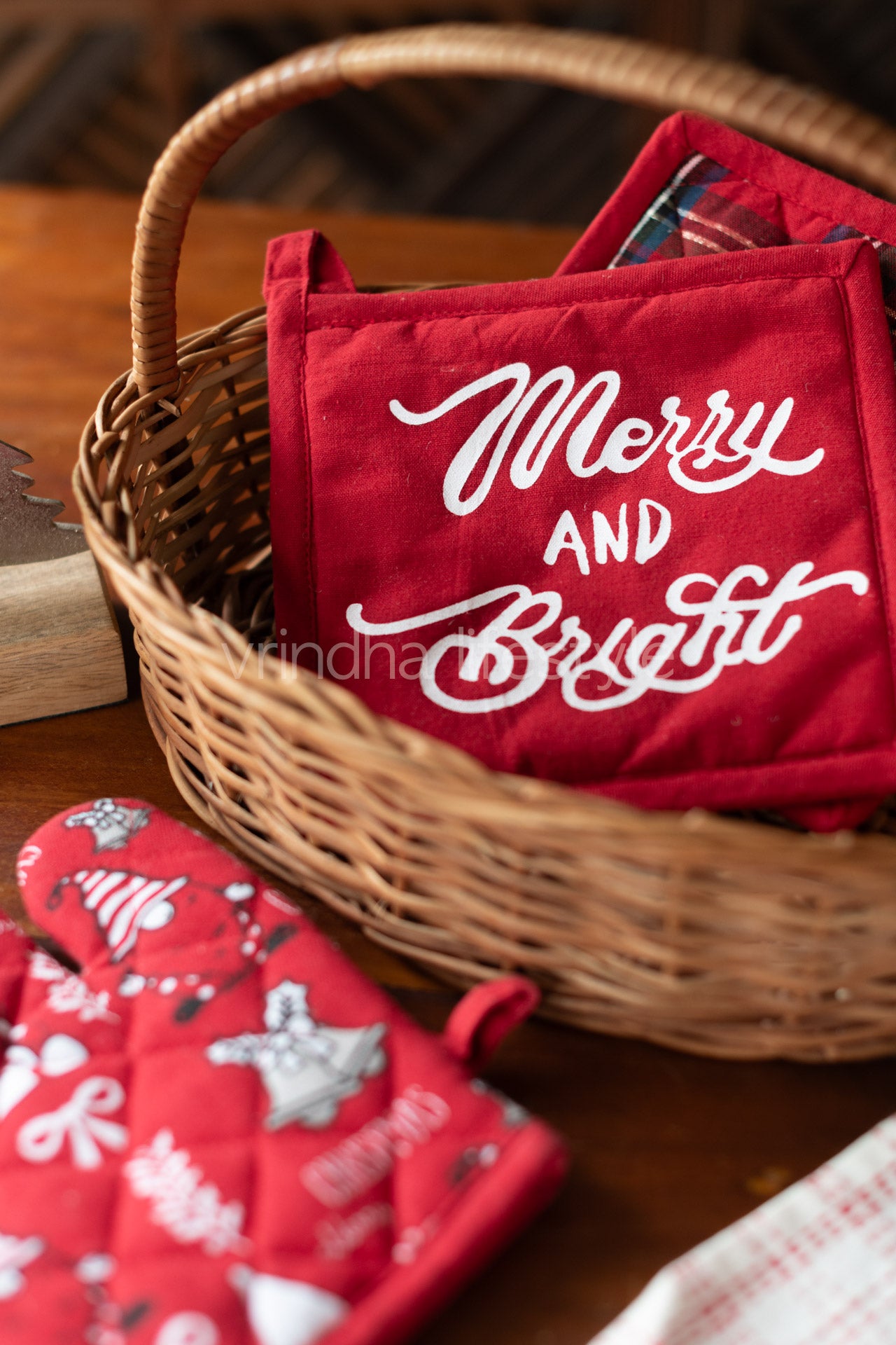 Oven gloves with pot holder-2 piece-gift set