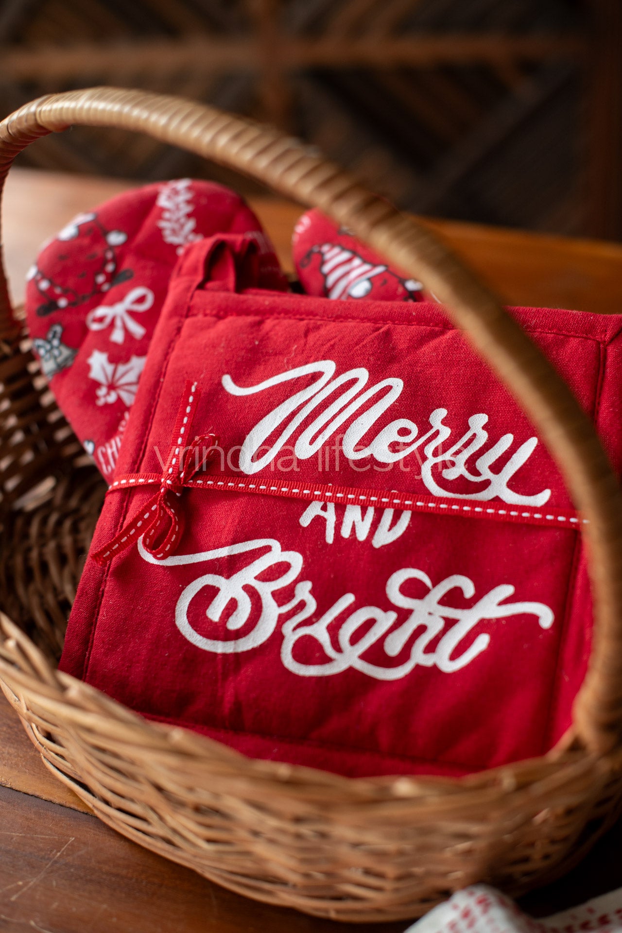 Oven gloves with pot holder-2 piece-gift set