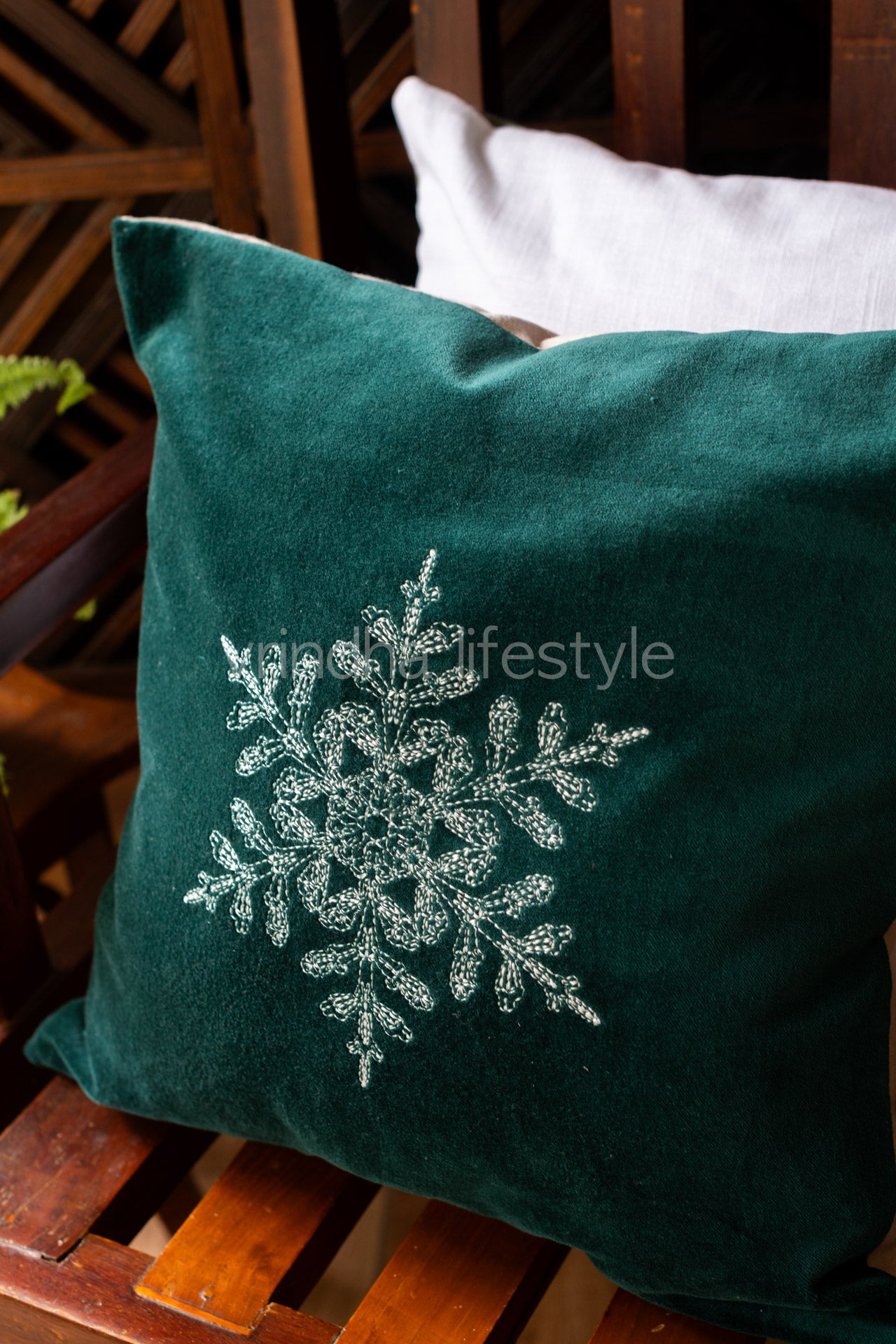 Velvet cushion cover with embroidery-customisable