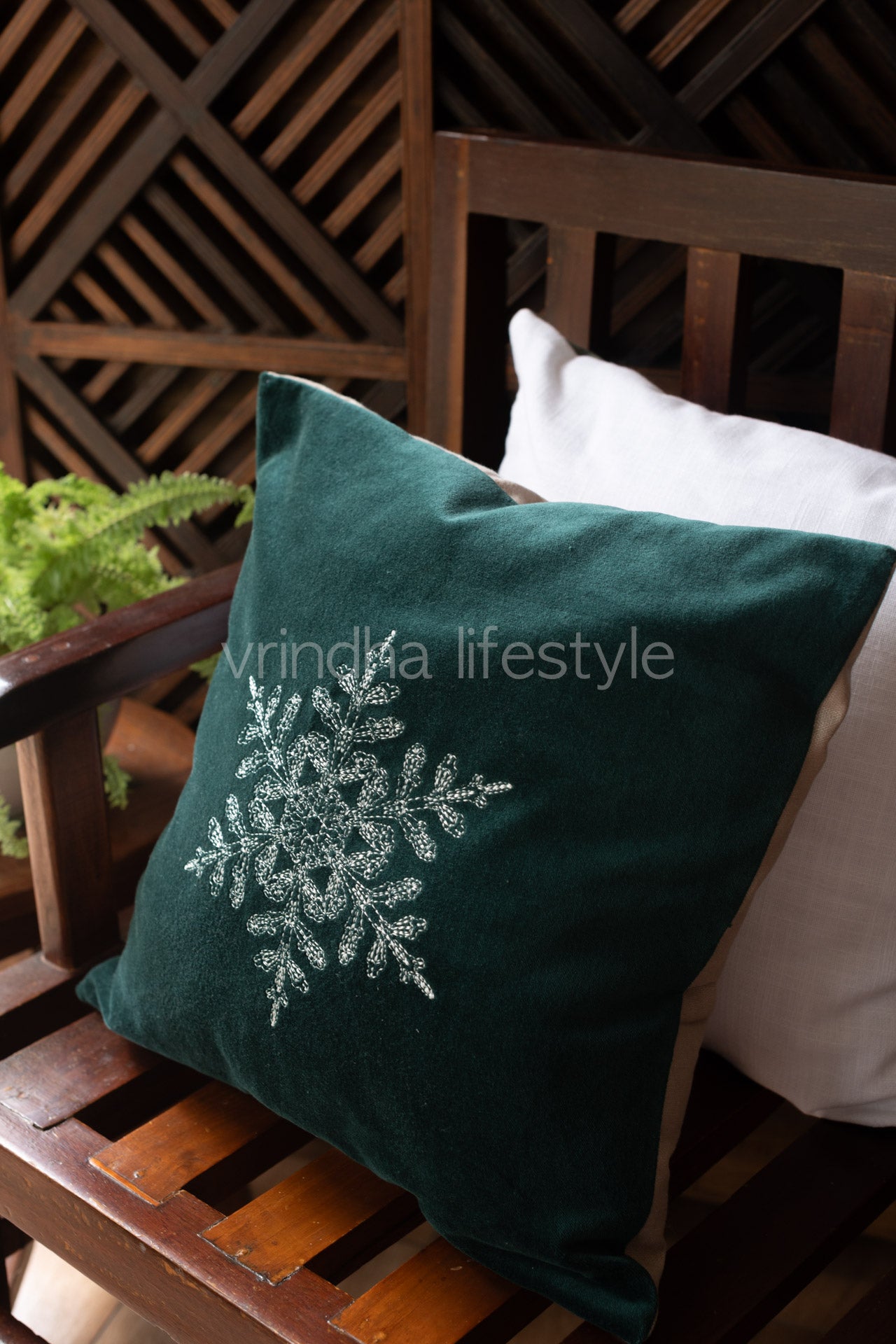 Velvet cushion cover with embroidery-customisable