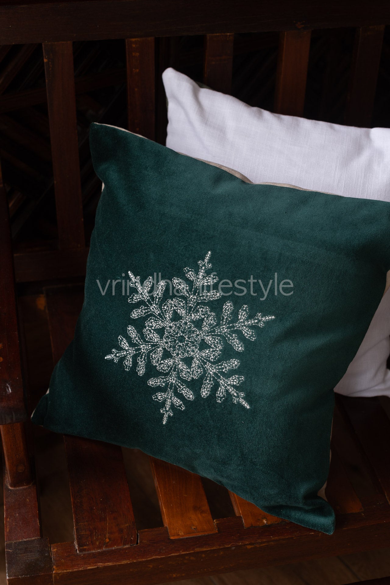 Velvet cushion cover with embroidery-customisable