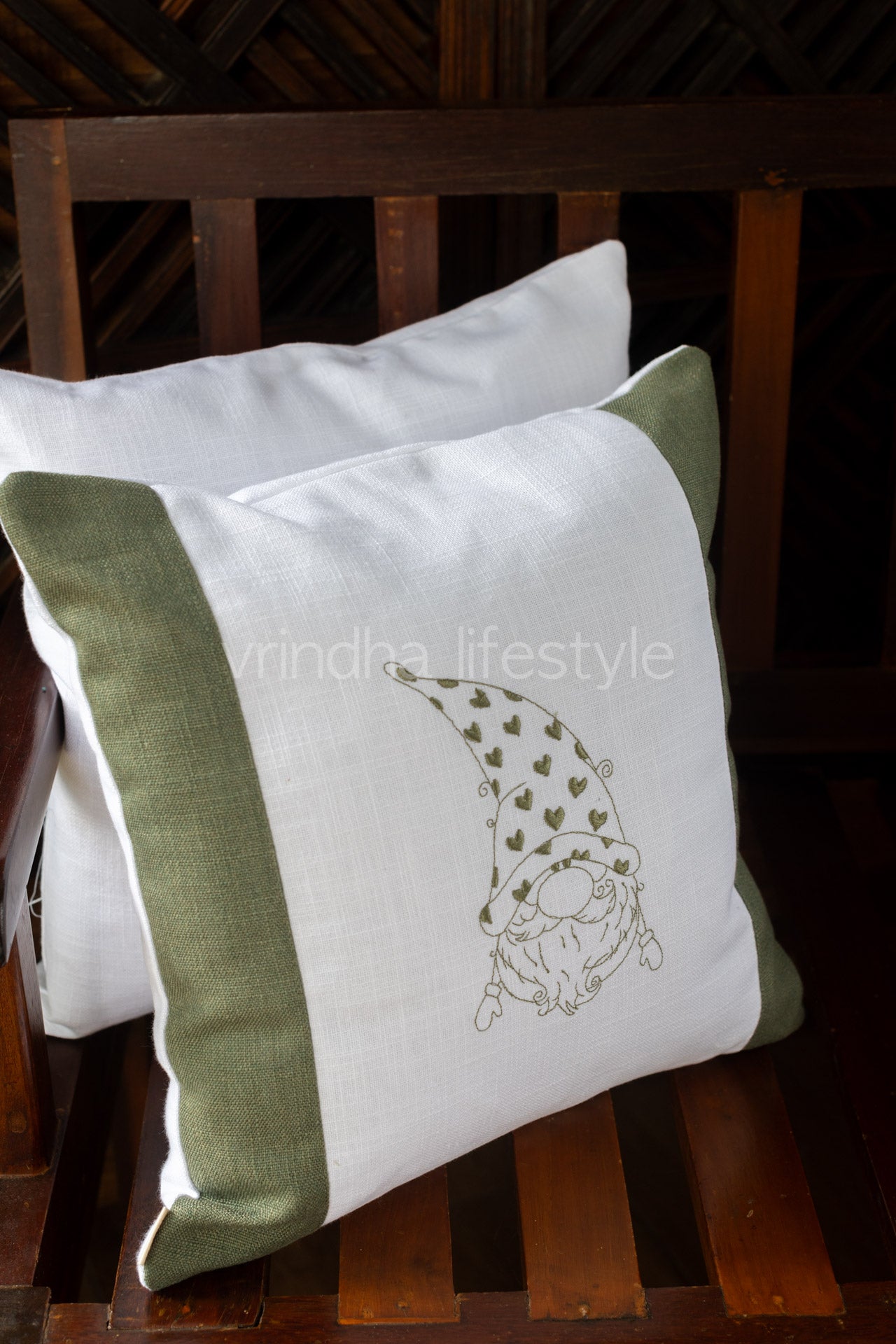 Cotton cushion cover with embroidery -Single unit- 16x16 -customisable
