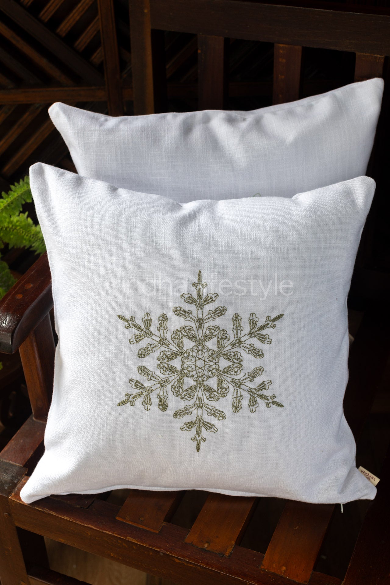 Cotton cushion cover with embroidery -Single unit- 16x16 -customisable
