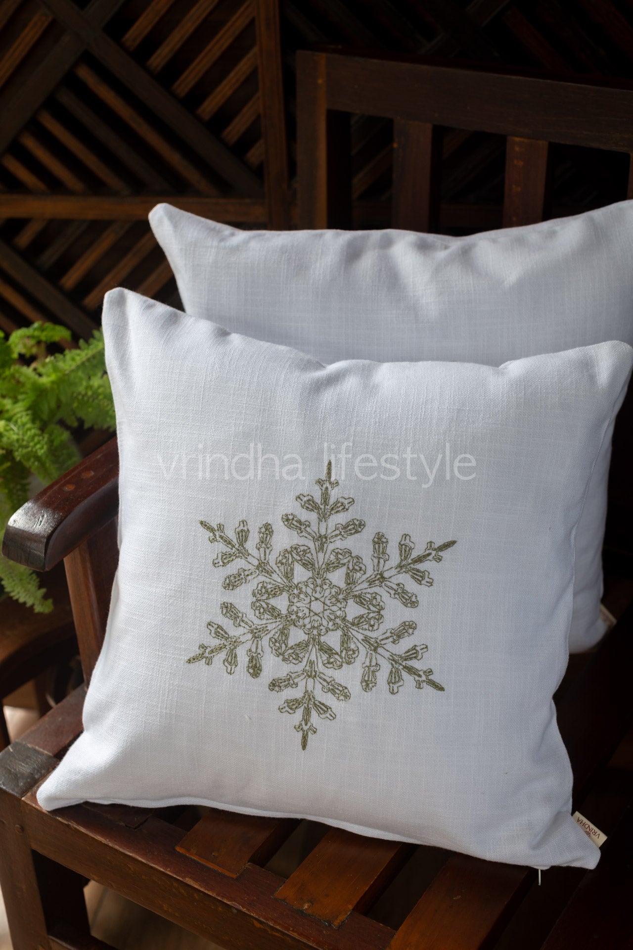 Cotton cushion cover with embroidery -Single unit- 16x16 -customisable