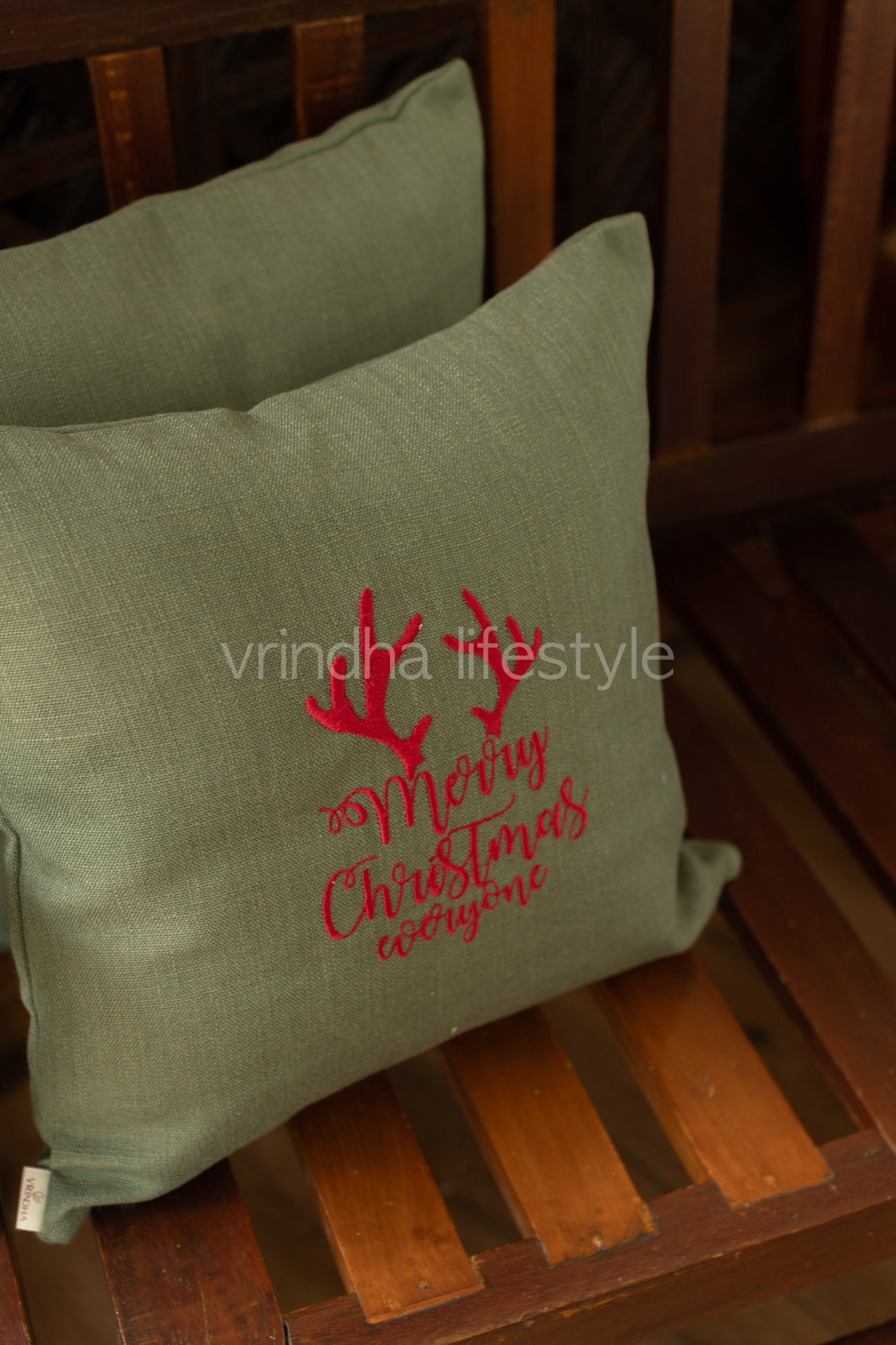 Jute Cotton cushion cover with  embroidery -Single unit- 16x16 inches( Customisable)