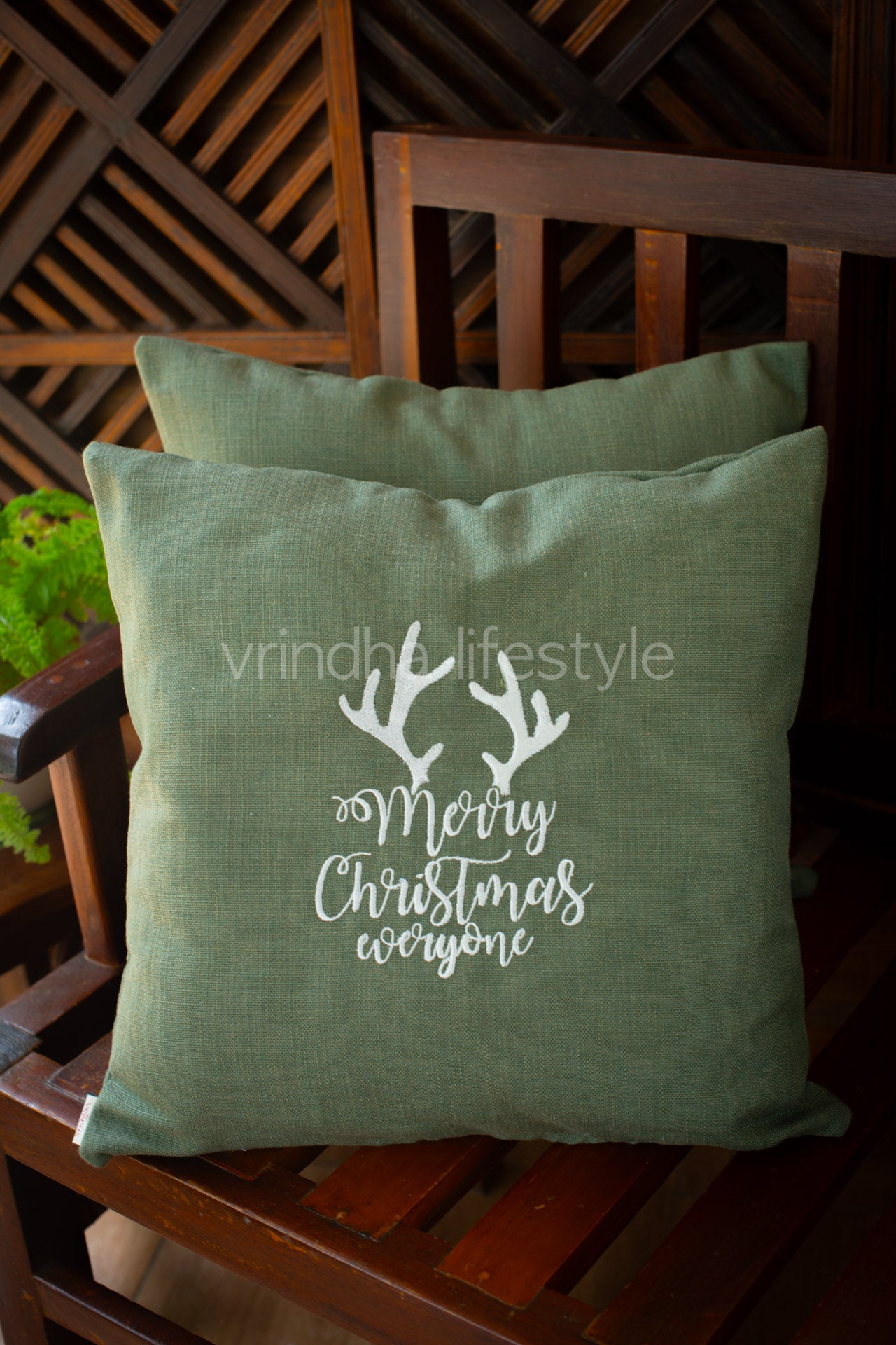 Jute Cotton cushion cover with embroidery -Single unit- 16x16 inches( Customisable)