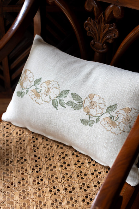 Cotton pre-filled cushion cover with  embroidery  -12x18 inches-single unit