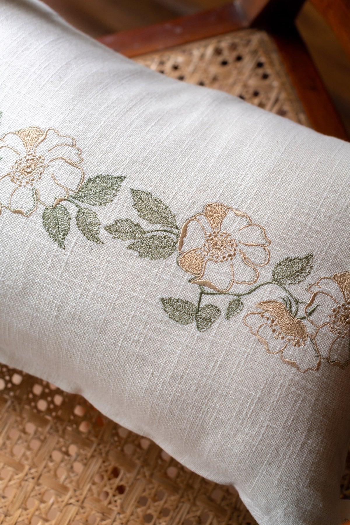 Cotton pre-filled cushion cover with  embroidery  -12x18 inches-single unit