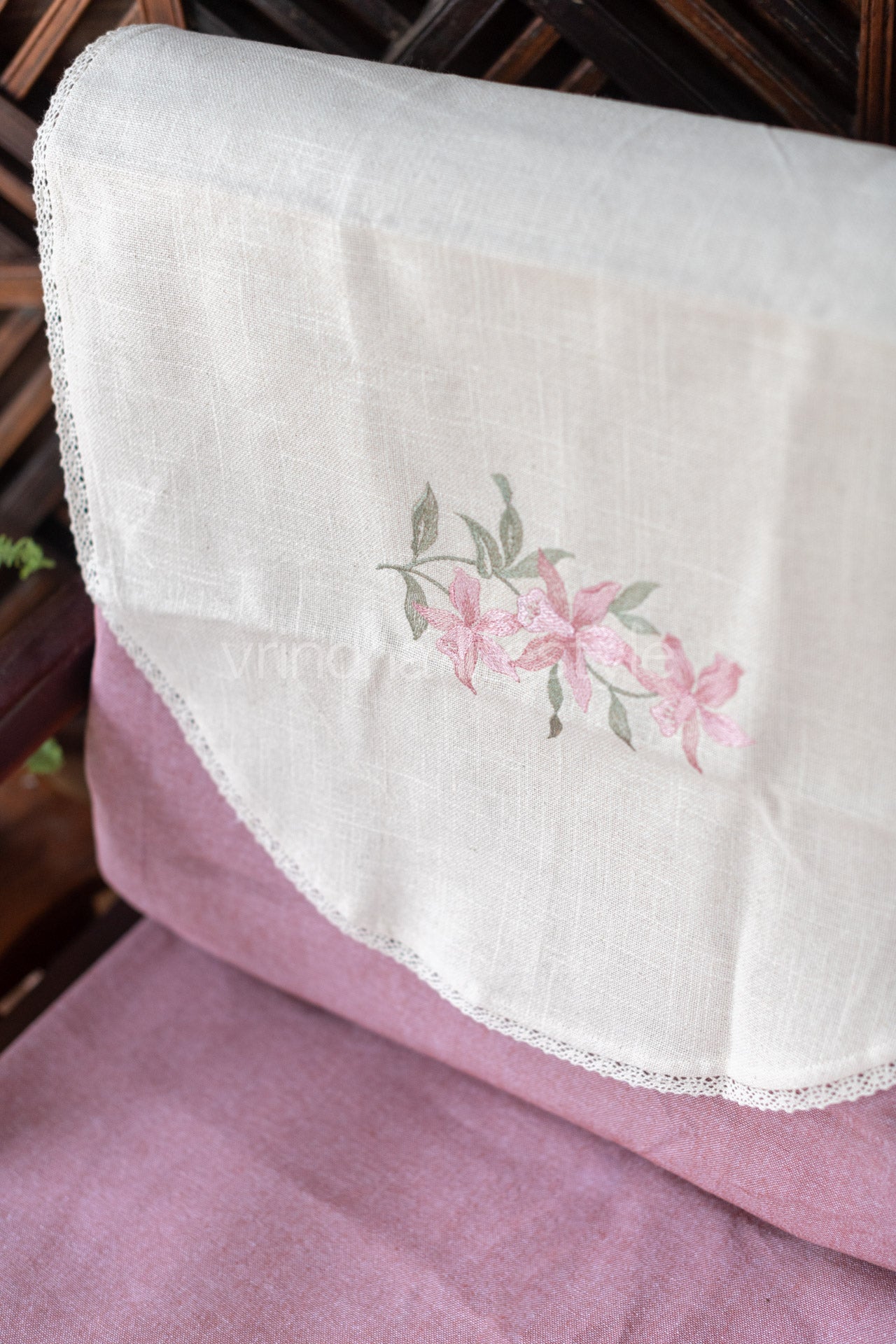 SOFA BACK COVER-with embroidery and lace detailing -Set of 5