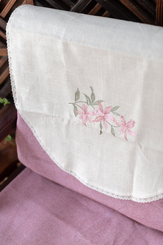 SOFA BACK COVER-with embroidery and lace detailing -Set of 5