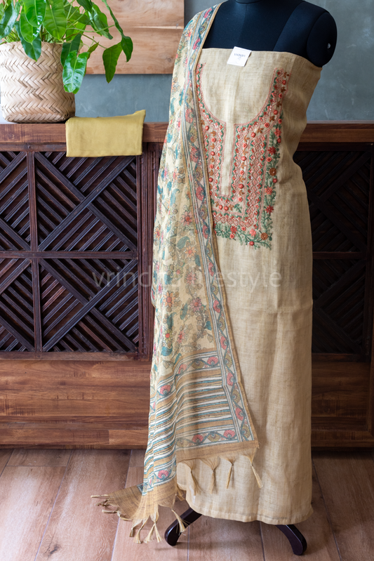 TISSUE LINEN HAND EMBROIDERY SALWAR MATERIAL