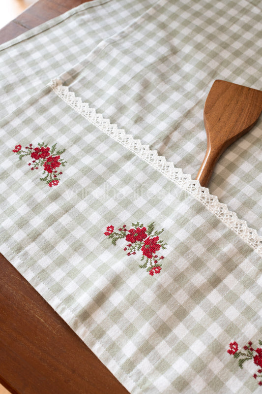 Fridge top cover-Cotton with embroidery and  lace detailing