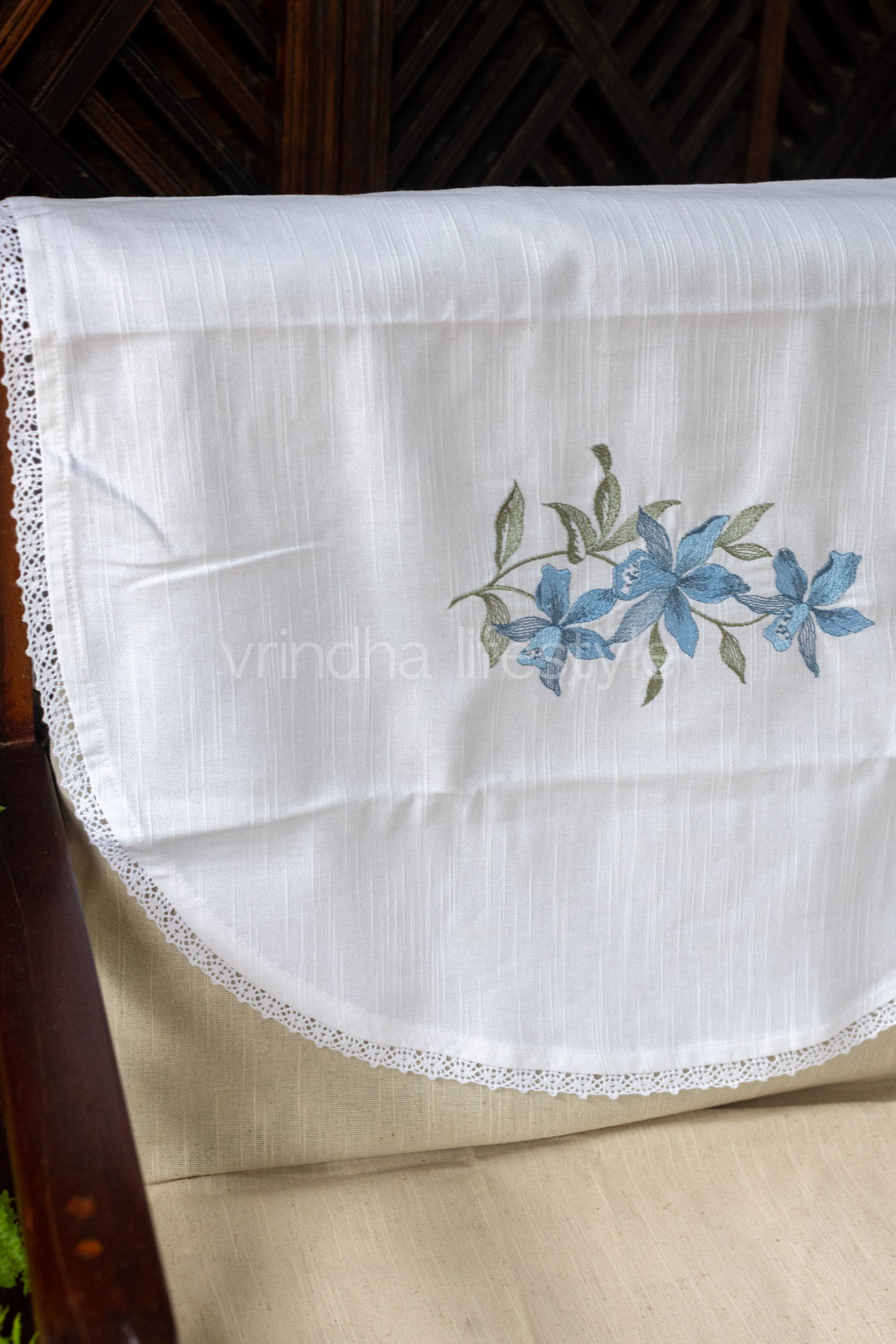 SOFA BACK COVER-with embroidery and lace detailing -Set of 5