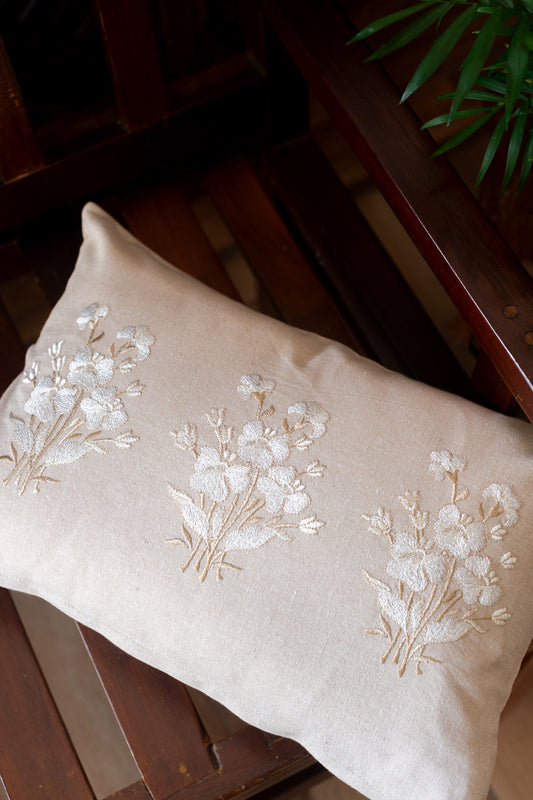 Cotton pre-filled cushion cover with embroidery -12x18 inches-single unit