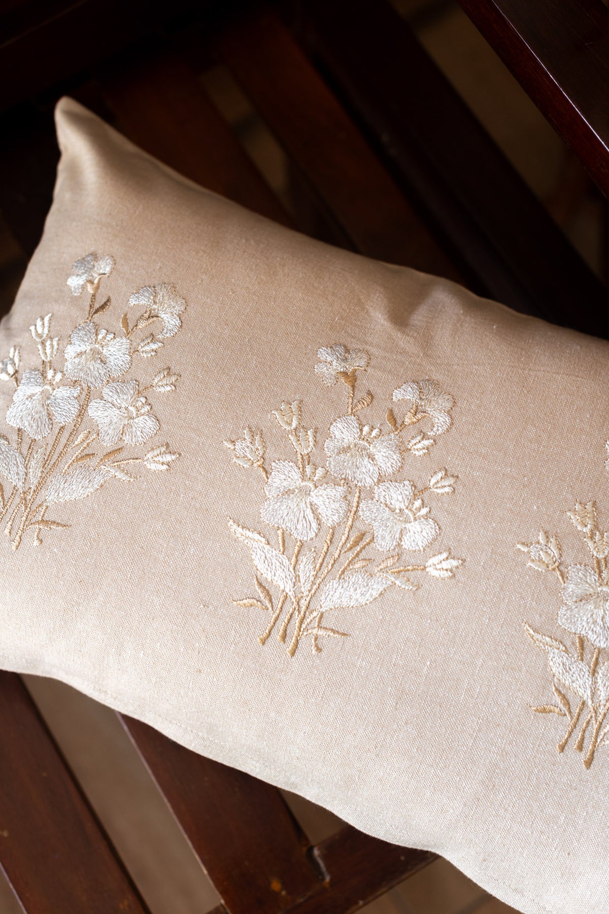 Cotton pre-filled cushion cover with embroidery -12x18 inches-single unit
