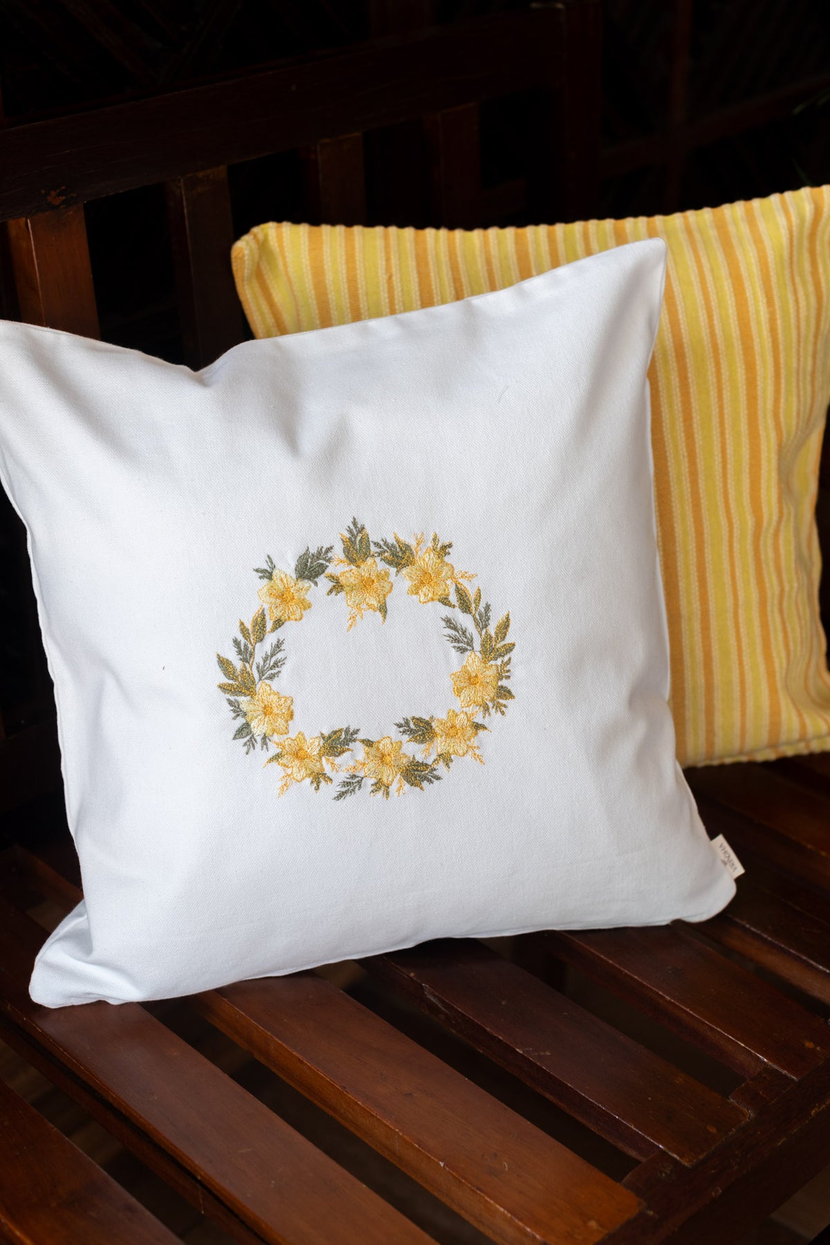 Cotton cushion cover with embroidery -Single unit- 16x16 inches-customisable