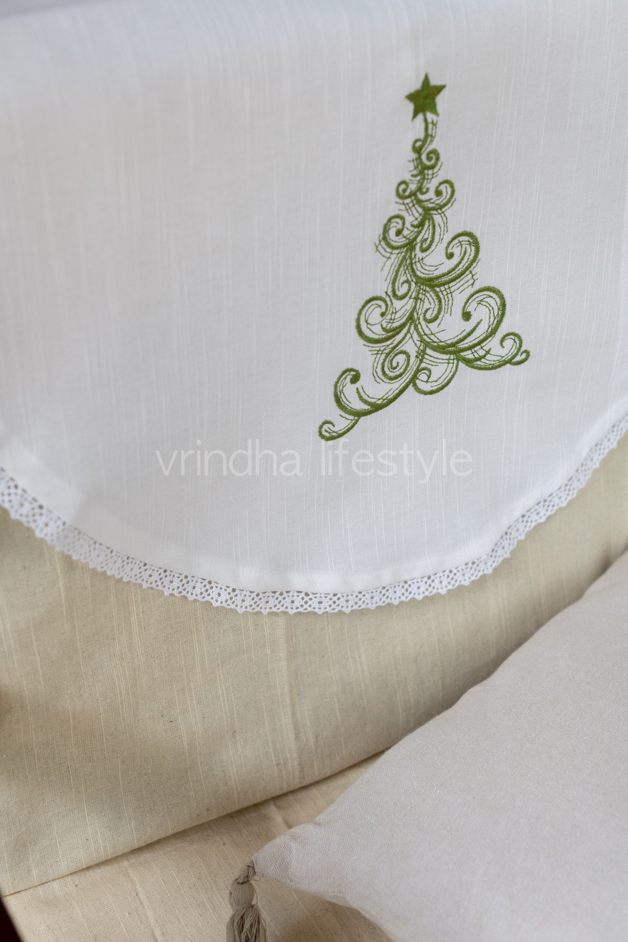 SOFA BACK COVER-with embroidery and lace detailing -Set of 5