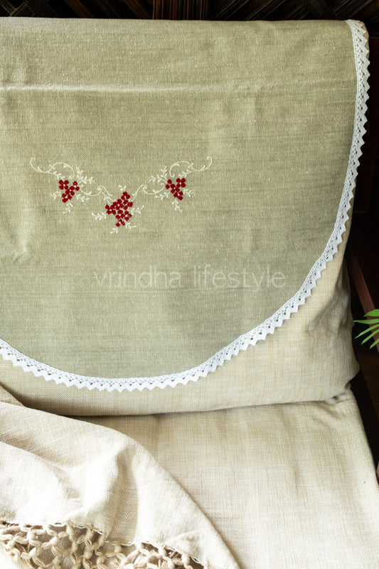 SOFA BACK COVER-with embroidery and lace detailing -Set of 5