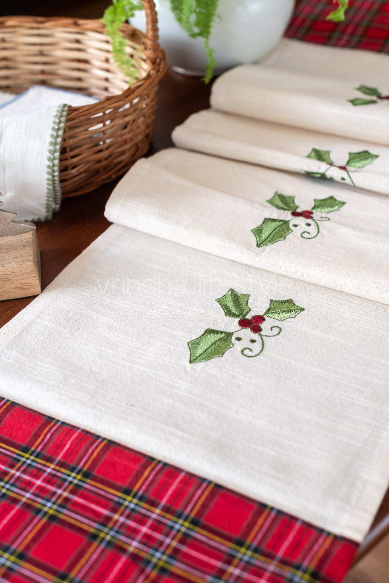 Cotton table runner with embroidery- 12x74 inches-6 seater -customisable