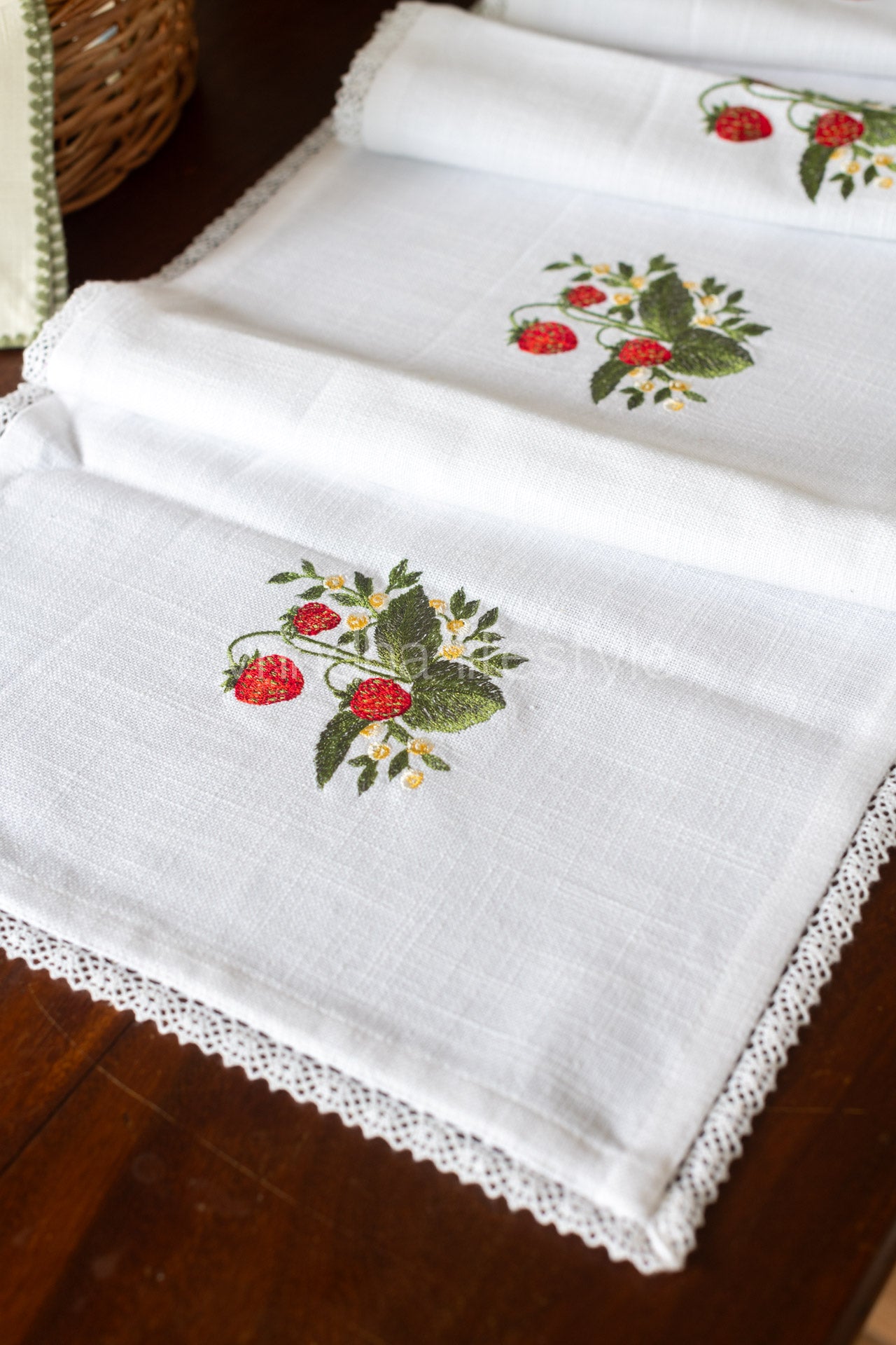 Cotton table runner with  and lace detailing- 13x60 inches-customisable