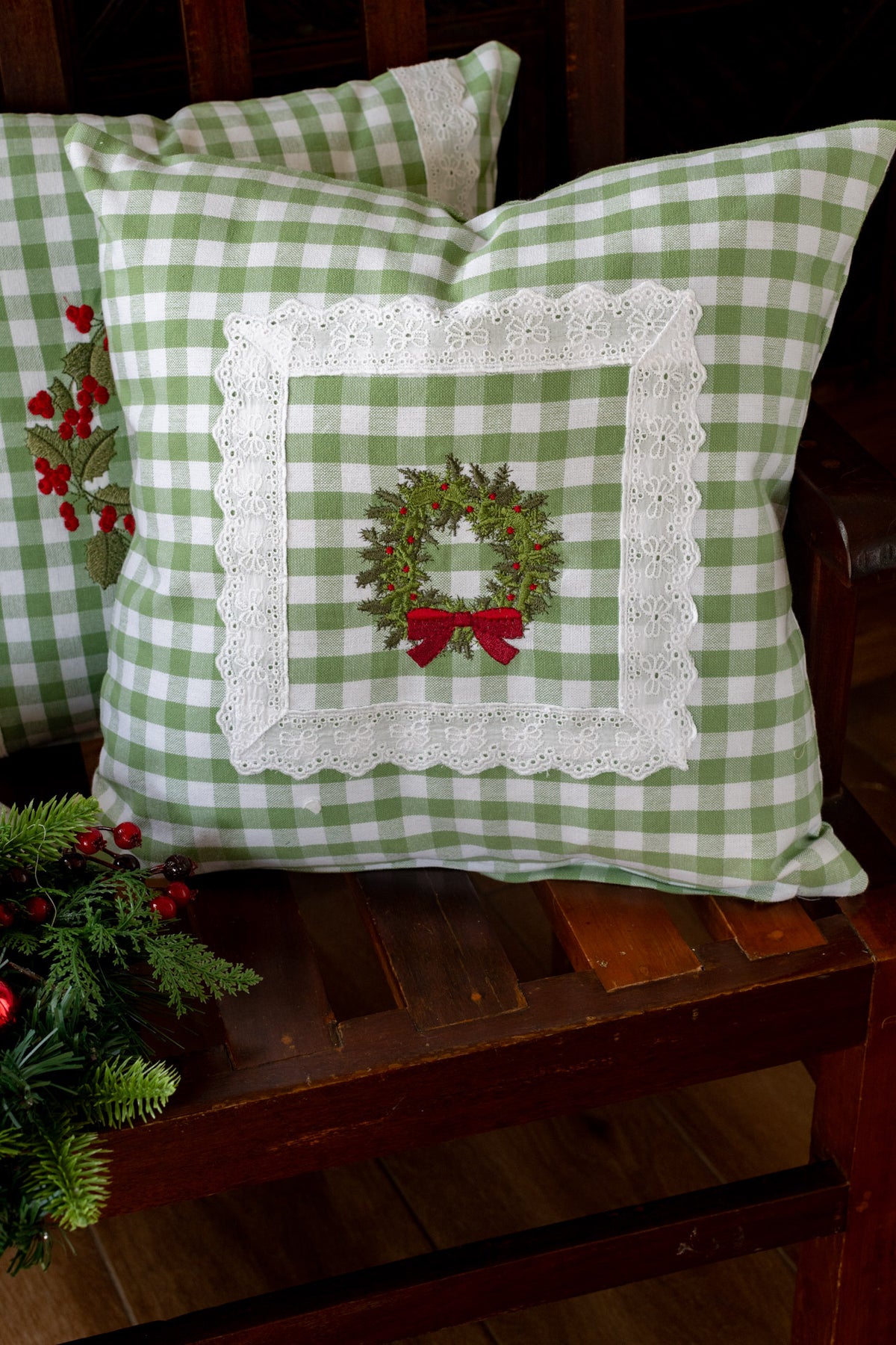 Cotton cushion cover with embroidery and lace detailing -Single unit- 16x16 inches-customisable